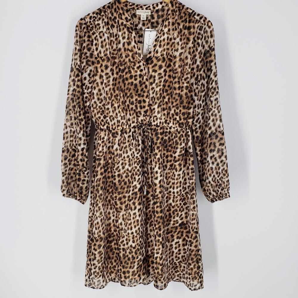 Maison Jules Swiss Dot Animal Print Chiffon Dress